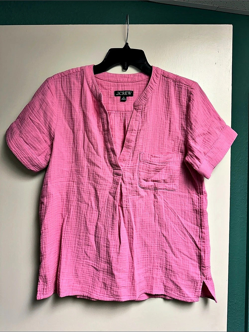 J.Crew Gauze Popover Top Pink Cotton Tunic Size XS